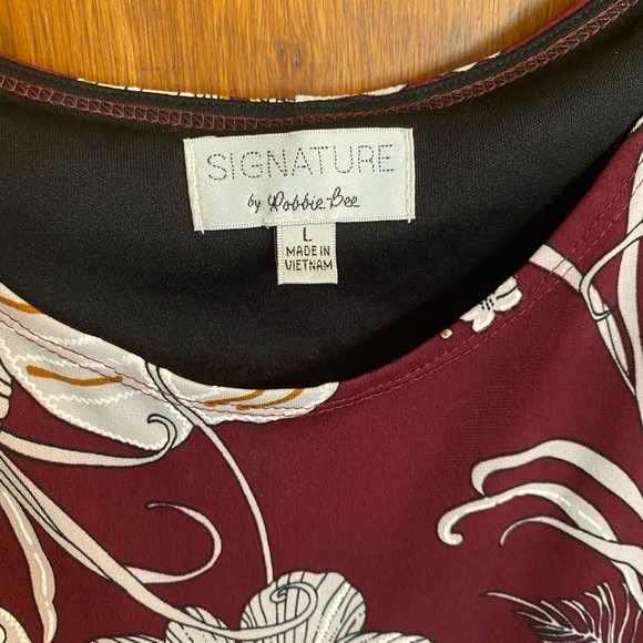 Short sleeve below knee dress in floral print w/front overlay/tie, NWT - Picture 3 of 16